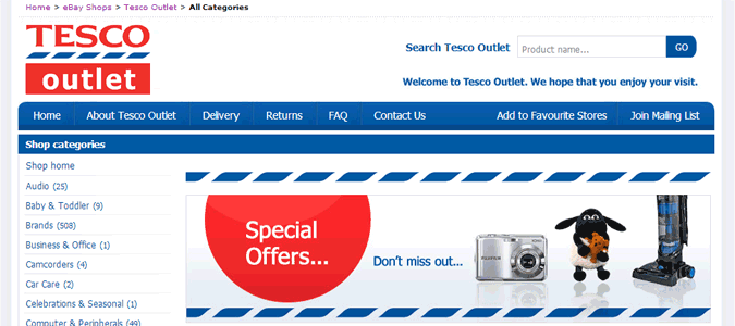 Tesco Outlet Uses eBay Reviews Widget from WidgetChimp
