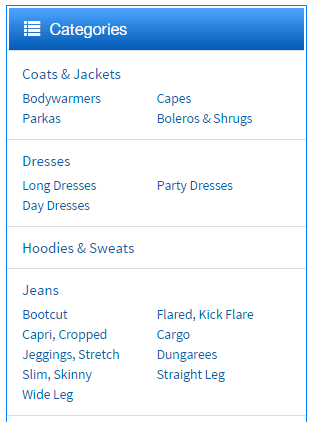 eBay Store Categories Widget
