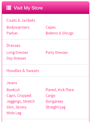 eBay Store Categories Widget Pink