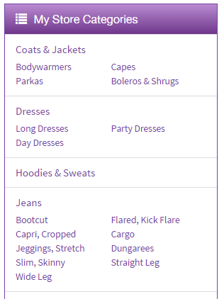 eBay Store Categories Widget Purple