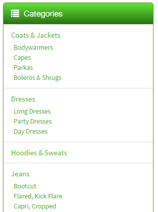 eBay Store Categories Widget Green
